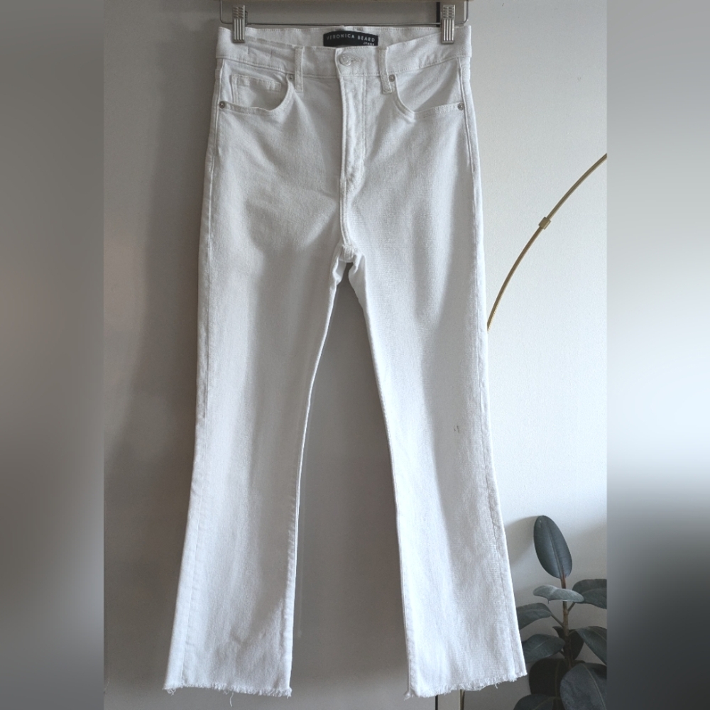 Veronica Beard Carly Kick Flare High Rise Jean White - Picture 6 of 9
